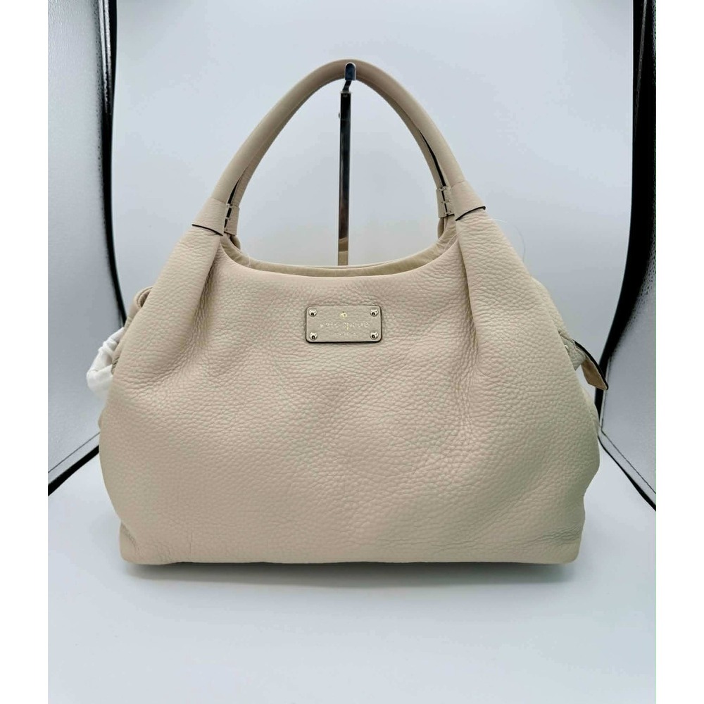 NWT Kate Spade Berkshire Road Stevie Satchel in Cream Pebbled Leather with Gold